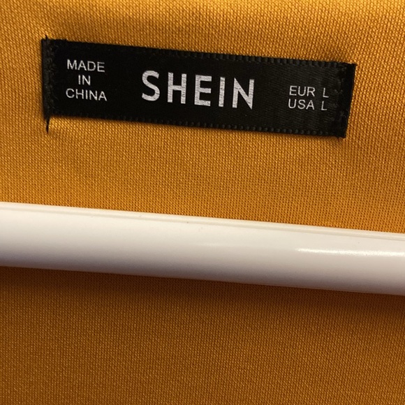 SHEIN open belted cape, blazer in mustard - Picture 5 of 6